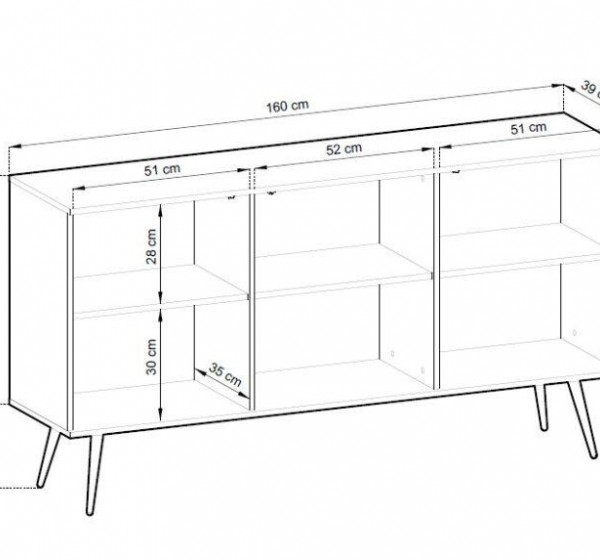 Μπουφές Oro MDF Ανθρακί με μαύρα πόδια 160x85x39cm