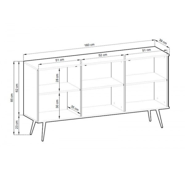 Μπουφές Oro MDF Ανθρακί με μαύρα πόδια 160x85x39cm