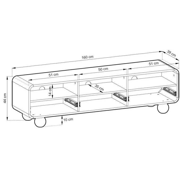 Έπιπλο τηλεόρασης ALBION με συρτάρια Λευκό Kazmir 160x44x39cm