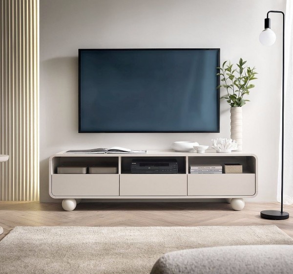 Έπιπλο τηλεόρασης ALBION με συρτάρια Λευκό Kazmir 160x44x39cm