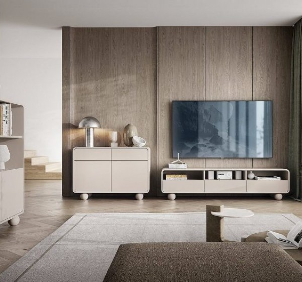 Έπιπλο τηλεόρασης ALBION με συρτάρια Λευκό Kazmir 160x44x39cm