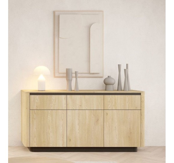 Μπουφές Torro με συρτάρια Φυσικό Cremona + Ανθρακί 163x82x38cm