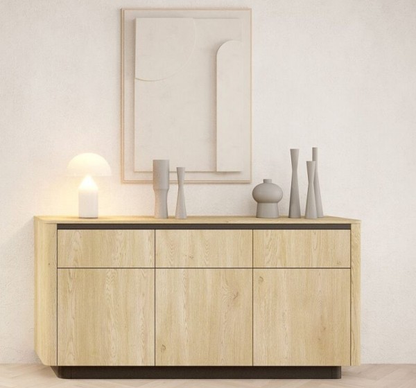Μπουφές Torro με συρτάρια Φυσικό Cremona + Ανθρακί 163x82x38cm