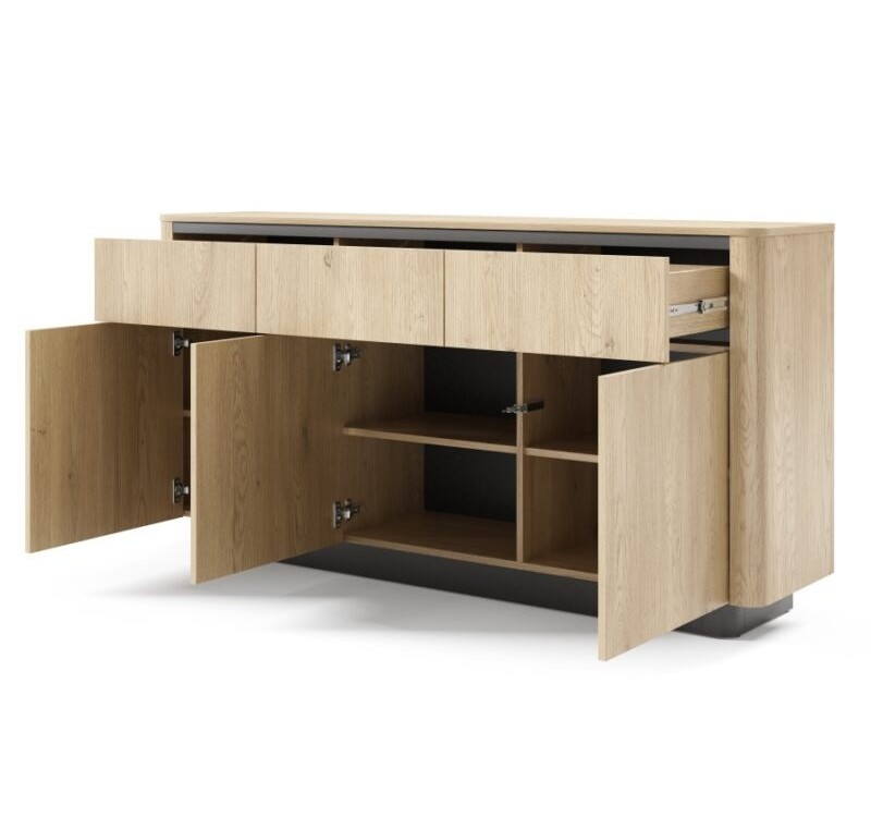 Μπουφές Torro με συρτάρια Φυσικό Cremona + Ανθρακί 163x82x38cm