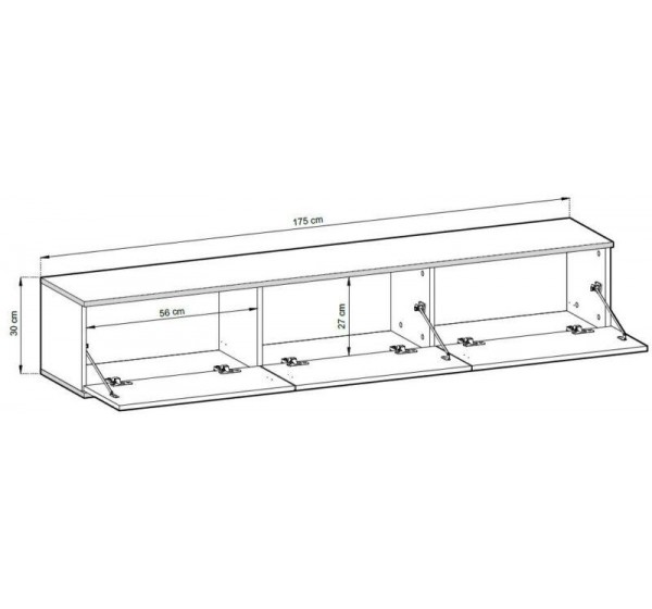 Έπιπλο τηλεόρασης ORO_MDF επιτοίχιο Λευκό 175x30x32cm
