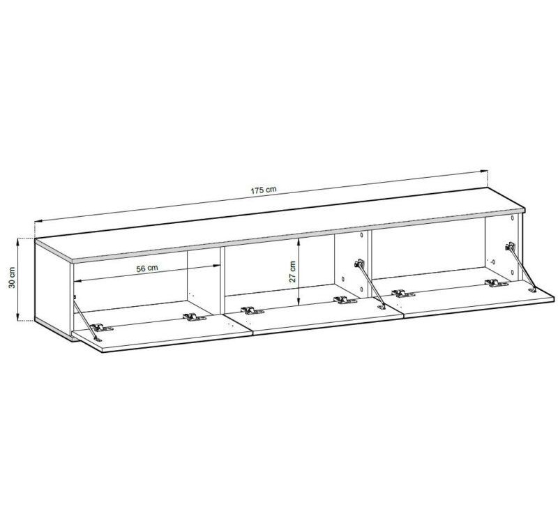 Έπιπλο τηλεόρασης ORO_MDF επιτοίχιο Λευκό 175x30x32cm
