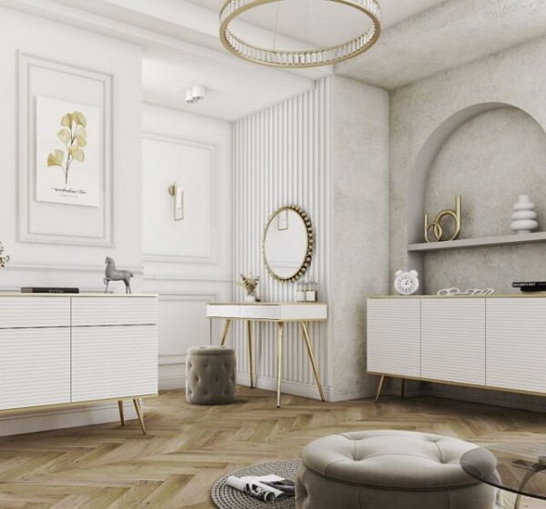 Μπουφές Oro MDF λευκό με μαύρα πόδια 160x85x39cm