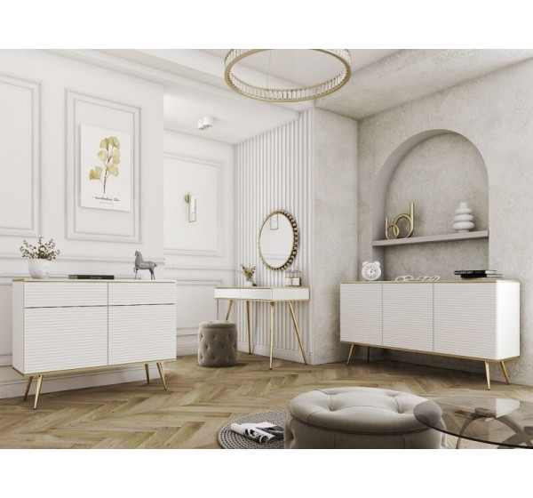Μπουφές Oro MDF λευκό με μαύρα πόδια 160x85x39cm