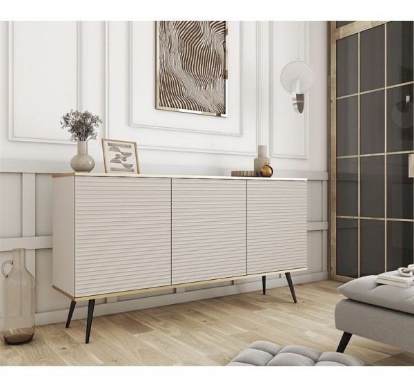 Μπουφές Oro MDF μπεζ με μαύρα πόδια 160x85x39cm