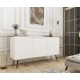 Μπουφές Oro MDF λευκό με μαύρα πόδια 160x85x39cm