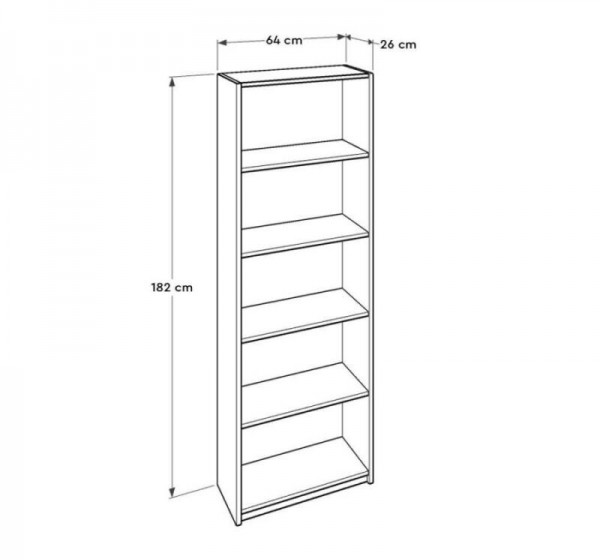 Βιβλιοθήκη KTP-350-BB Modern Λευκή 64x182x26cm