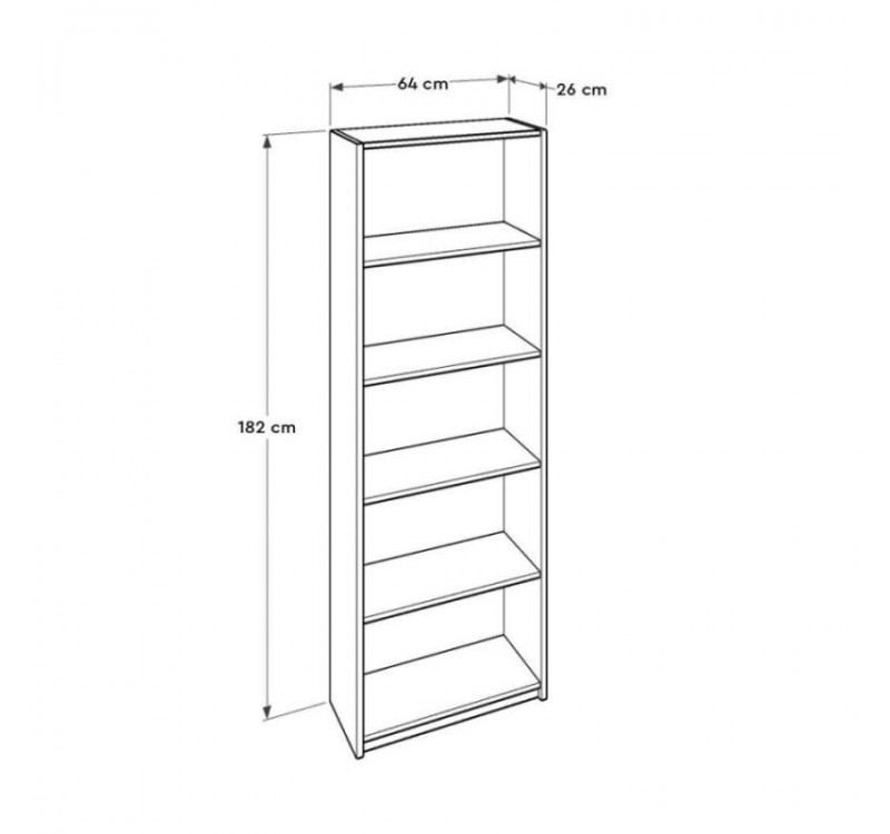 Βιβλιοθήκη KTP-350-BB Modern Λευκή 64x182x26cm