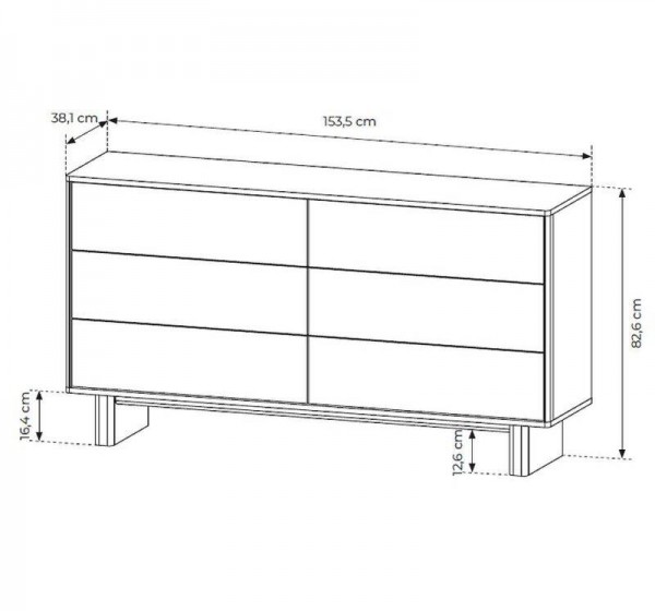 Συρταριέρα NABU Φυσικό Βελανιδί 154x83x38cm
