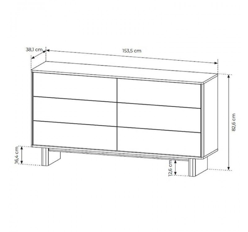 Συρταριέρα NABU Φυσικό Βελανιδί 154x83x38cm