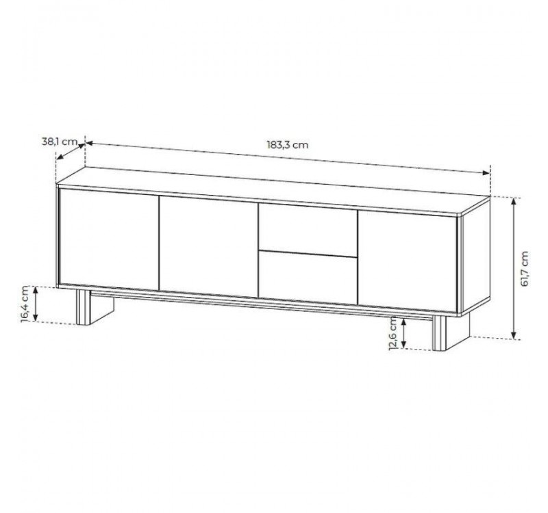 Έπιπλο τηλεόρασης NABU Φυσικό Βελανιδί 183x62x38cm