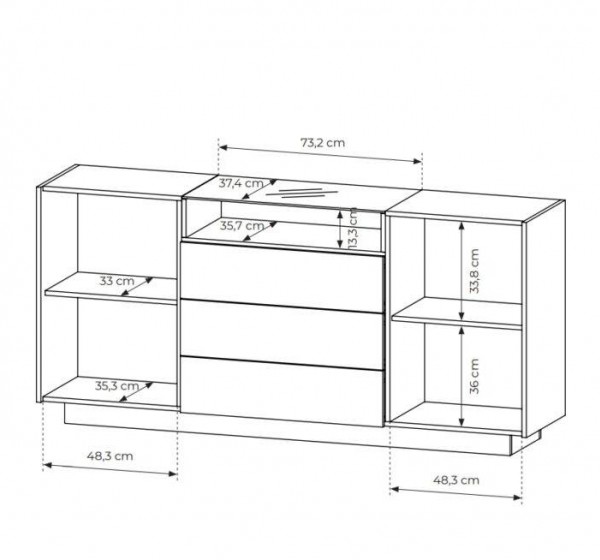 Μπουφές HIRO μπεζ με συρτάρια και φωτισμό 176x83x40cm