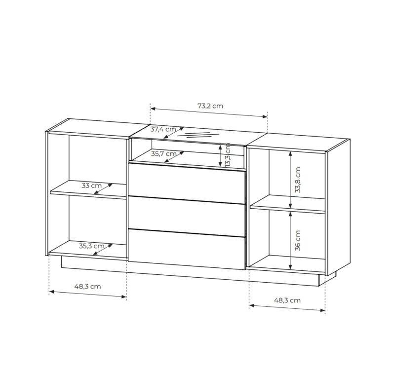 Μπουφές HIRO μπεζ με συρτάρια και φωτισμό 176x83x40cm