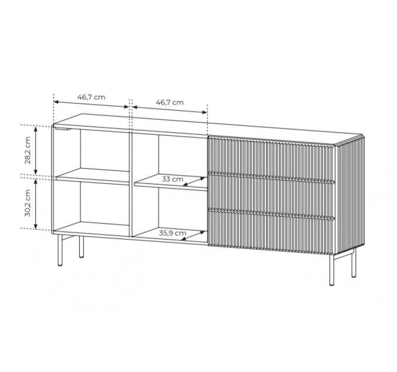 Μπουφές Muti με συρτάρια Λευκό Kazmir 177x81x40cm