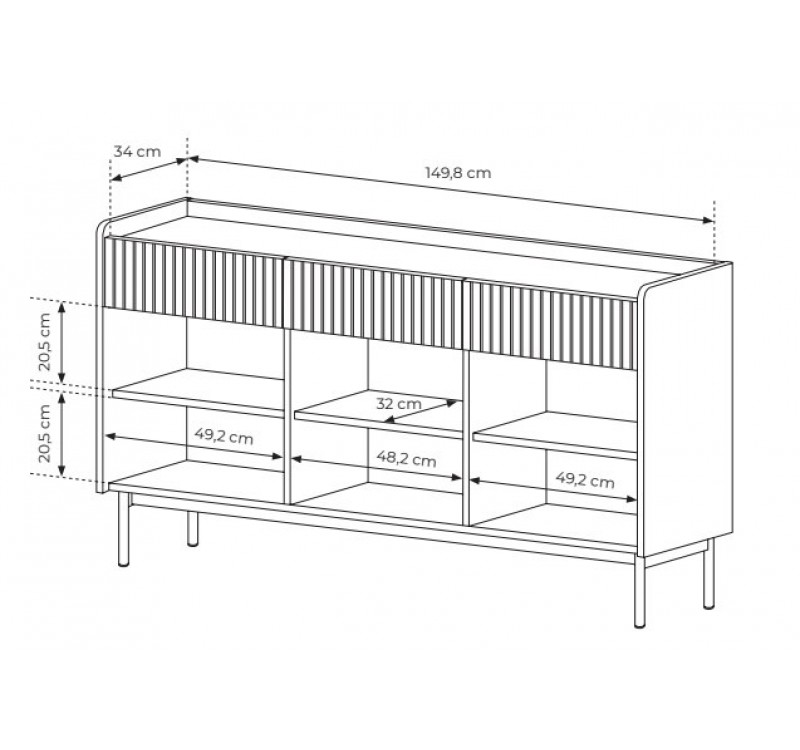 Μπουφές Level Μπεζ 153x82x38cm