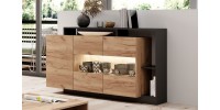 Μπουφές Alva με βιτρίνα Ανθρακί+ φυσικό golden craft 155×93.5x44cm