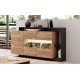 Μπουφές Alva με βιτρίνα Ανθρακί+ φυσικό golden craft 155×93.5x44cm