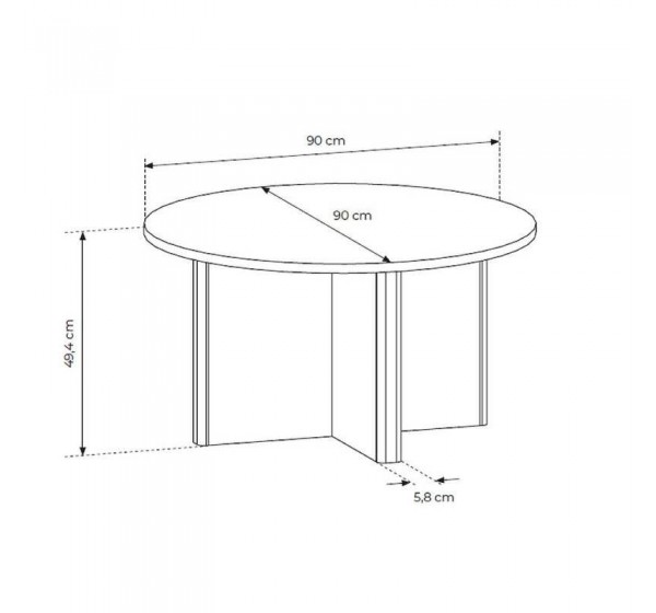 Τραπεζάκι Στρόγγυλο NABU Φυσικό Βελανιδί 90x50x90cm