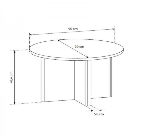 Τραπεζάκι Στρόγγυλο NABU Φυσικό Βελανιδί 90x50x90cm