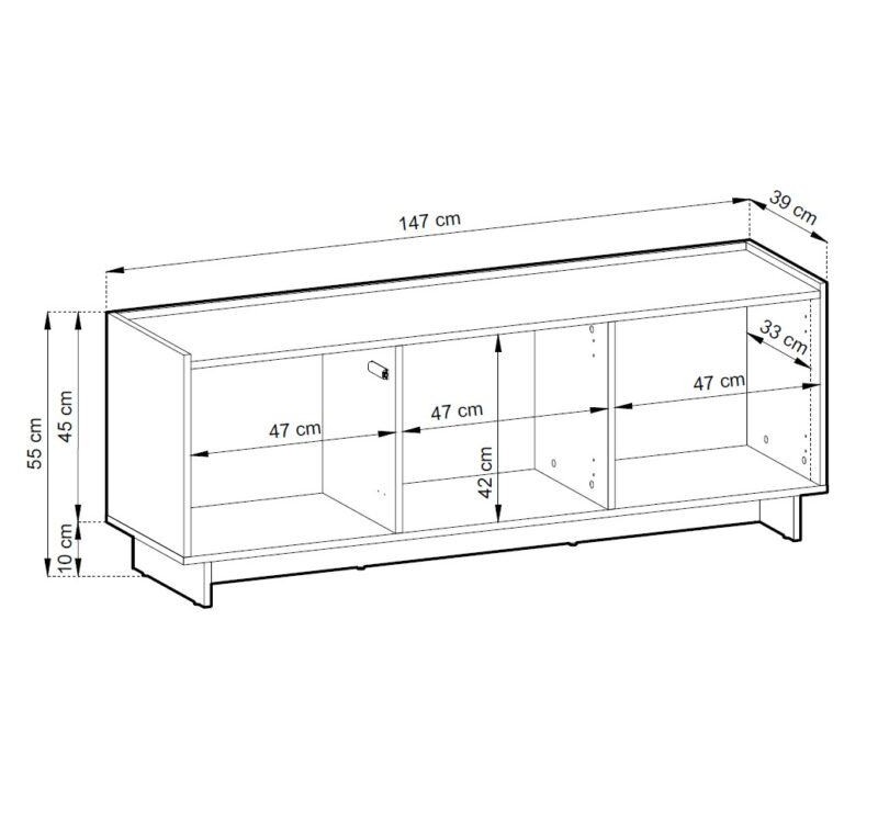 Έπιπλο τηλεόρασης Yasumi Καραμελί Δρυς 147x55x39cm