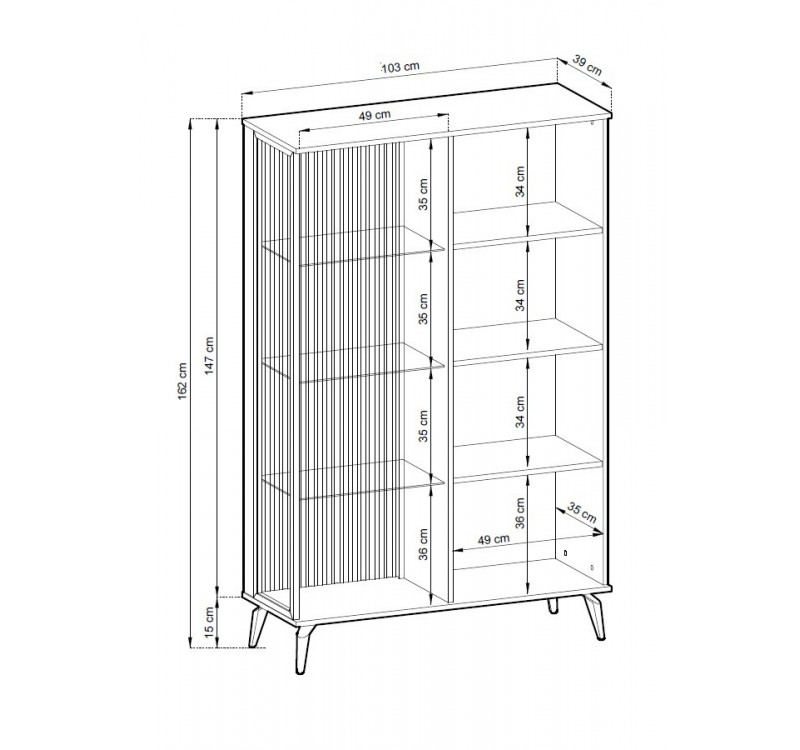 Βιτρίνα VICI καρυδιά με φωτισμό 103x147x39cm