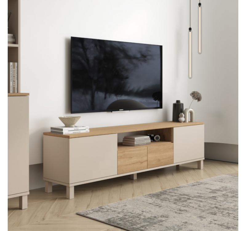 Έπιπλο Τηλεόρασης Mood με συρτάρια Μπεζ 180x50x35cm