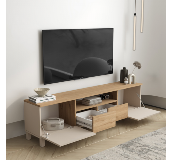 Έπιπλο Τηλεόρασης Mood με συρτάρια Μπεζ 180x50x35cm