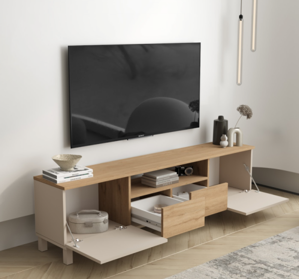 Έπιπλο Τηλεόρασης Mood με συρτάρια Μπεζ 180x50x35cm