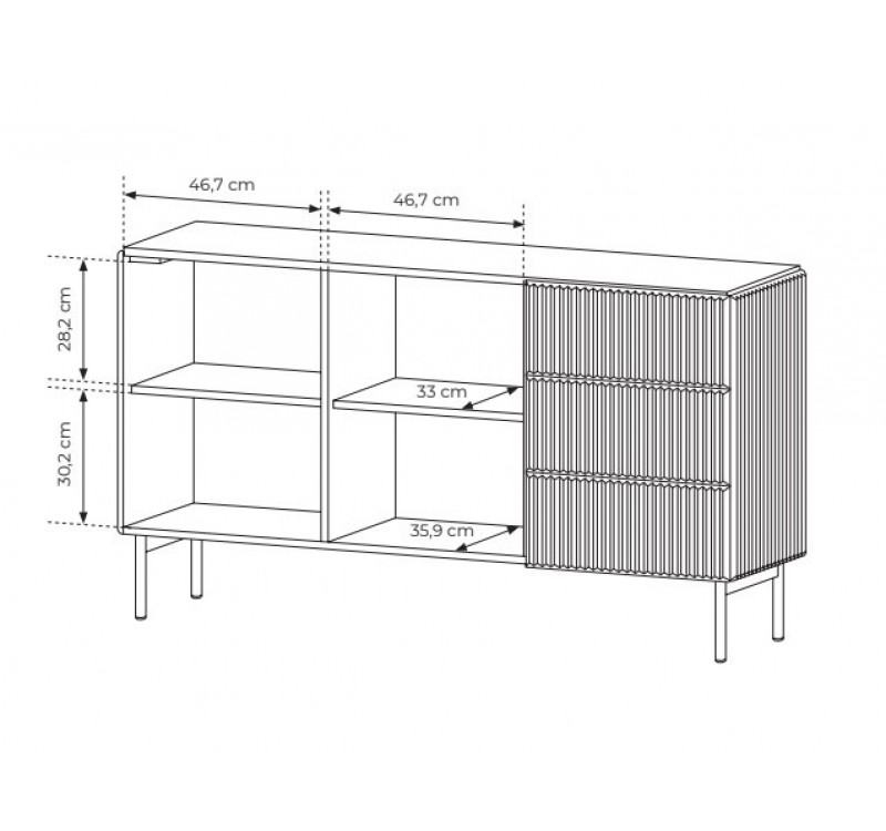 Μπουφές Muti με συρτάρια Λευκό Kazmir 147x81x40cm
