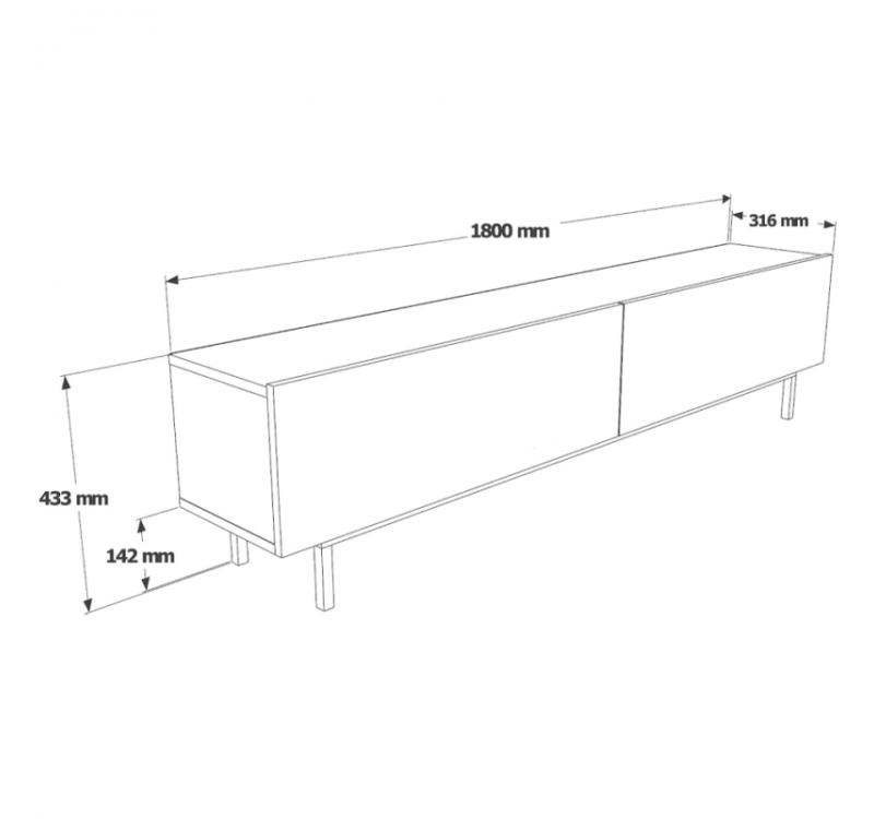 Έπιπλο Τηλεόρασης LN Ανθρακί 180x44x32cm