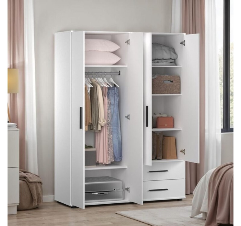 Ντουλάπα GRD-642-BB Λευκή 137x187x52cm