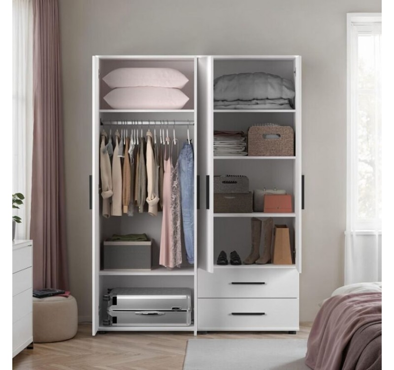 Ντουλάπα GRD-642-BB Λευκή 137x187x52cm