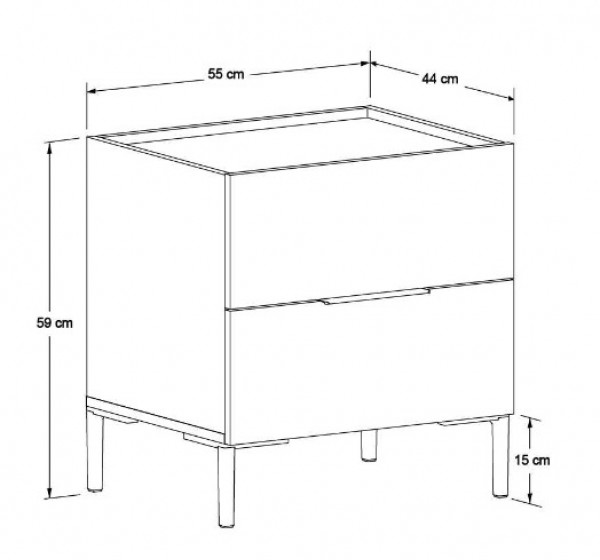 Κομοδίνο KMD-1720-OO Oryana Καρυδιά 55x59x44cm