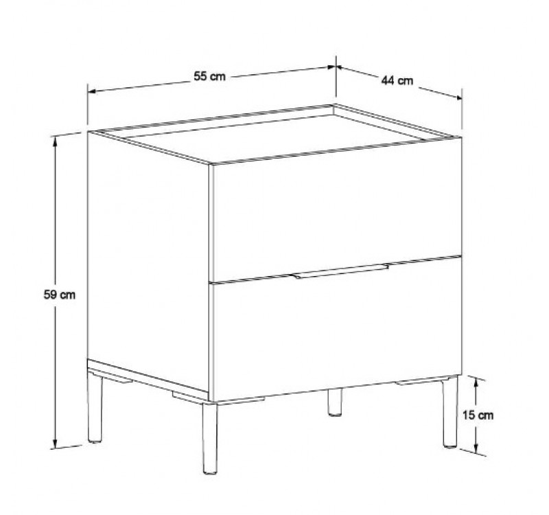 Κομοδίνο KMD-1720-OO Oryana Καρυδιά 55x59x44cm