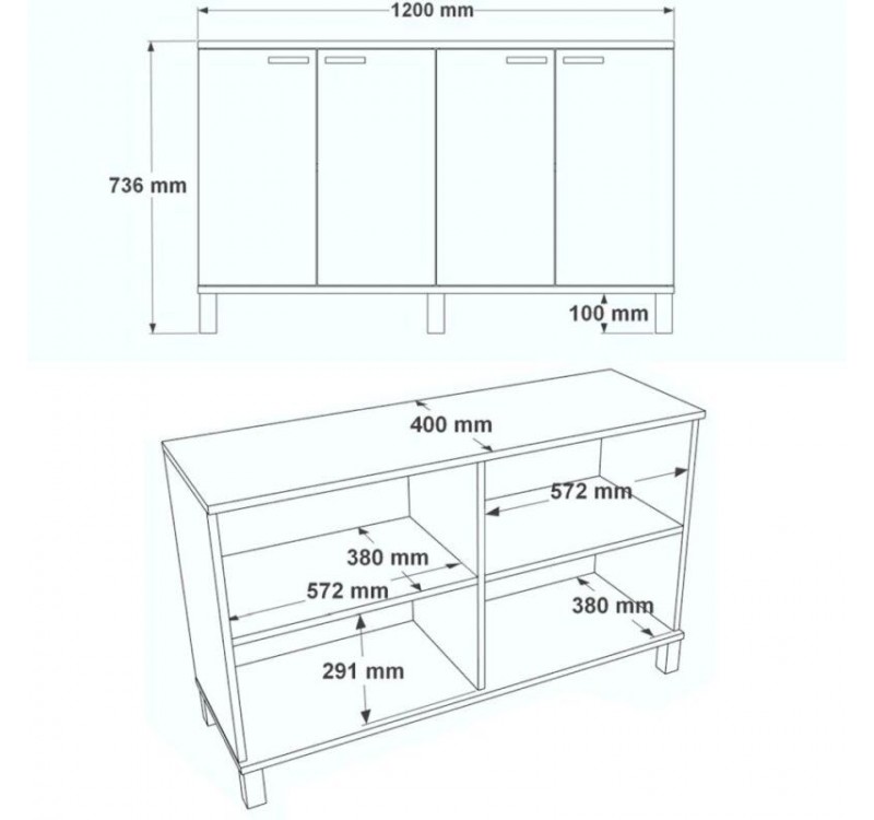 Μπουφές Oslo OL17-W Λευκός 120x74x40cm