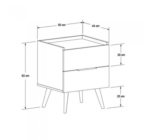 Κομοδίνο KMD-1720-FF Oryana Φυσικό Florida 55x59x44cm