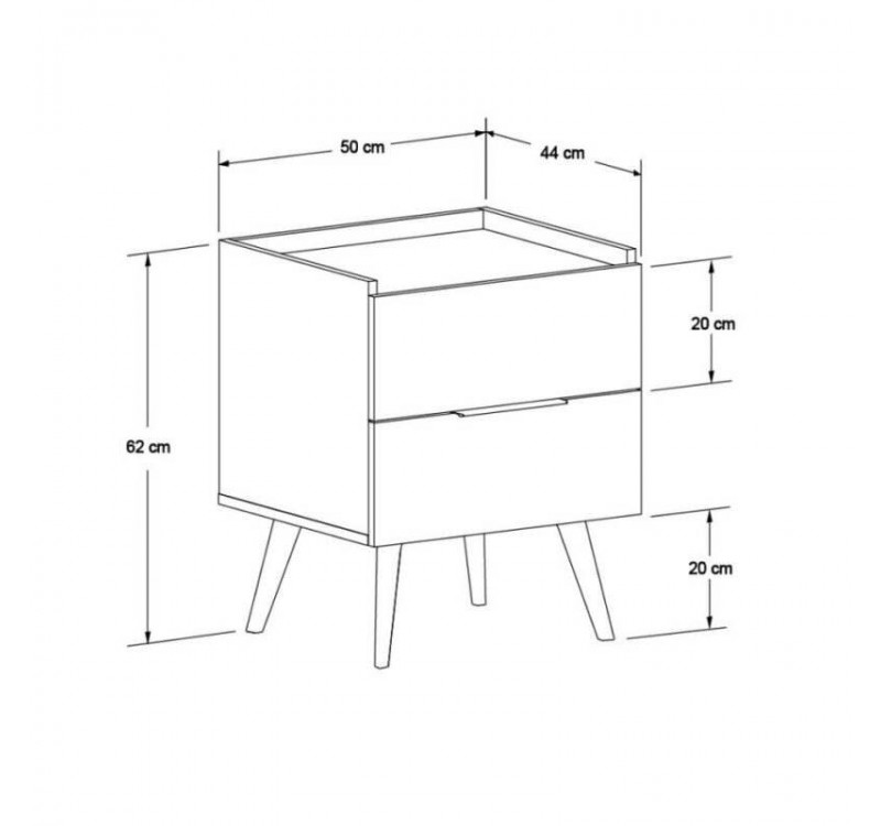 Κομοδίνο KMD-1720-FF Oryana Φυσικό Florida 55x59x44cm