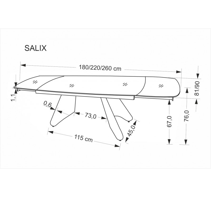 SALIX extension table,  travertine / cashmere