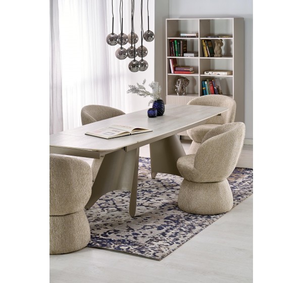SALIX extension table,  travertine / cashmere