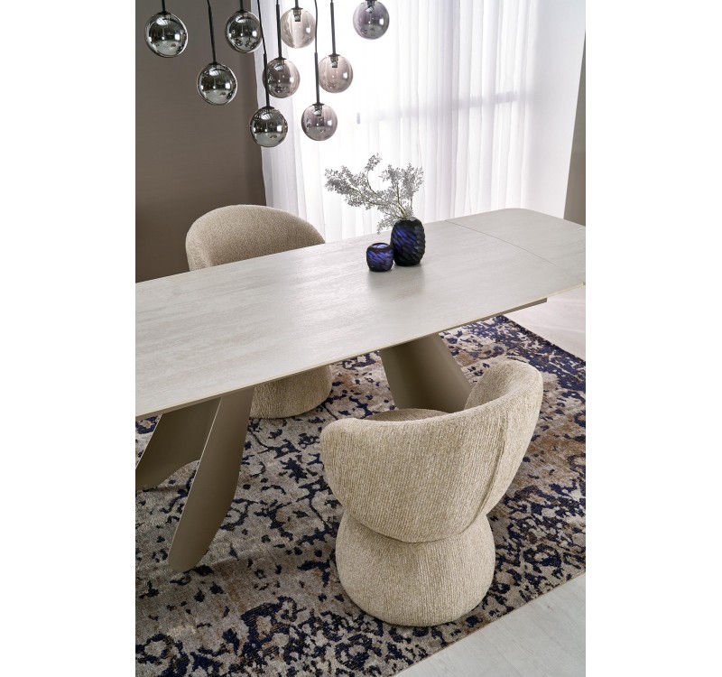 SALIX extension table,  travertine / cashmere