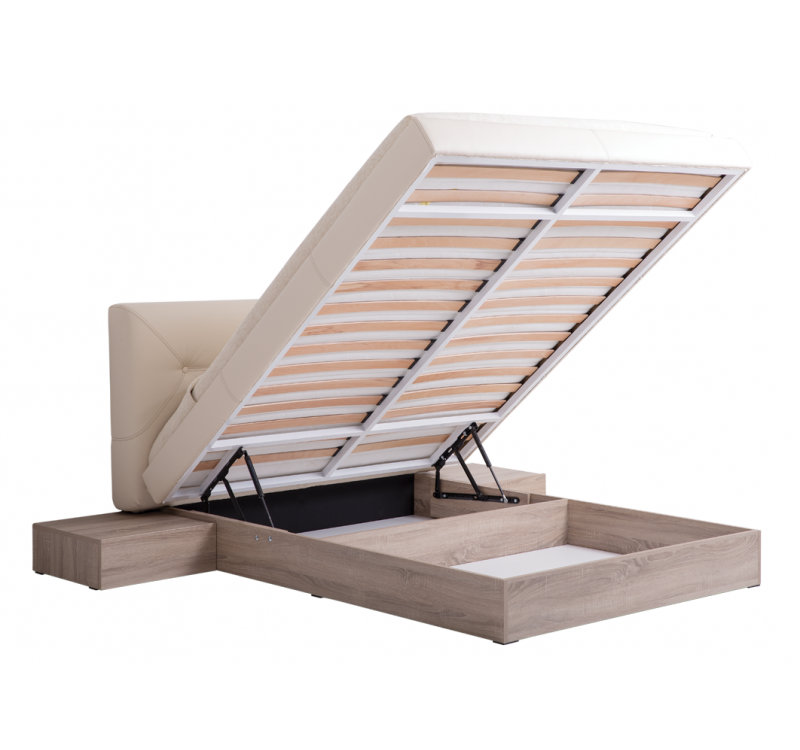 Κρεβάτι ξύλινο με δερμάτινη/ύφασμα LANS 140x200 DIOMMI 45-085