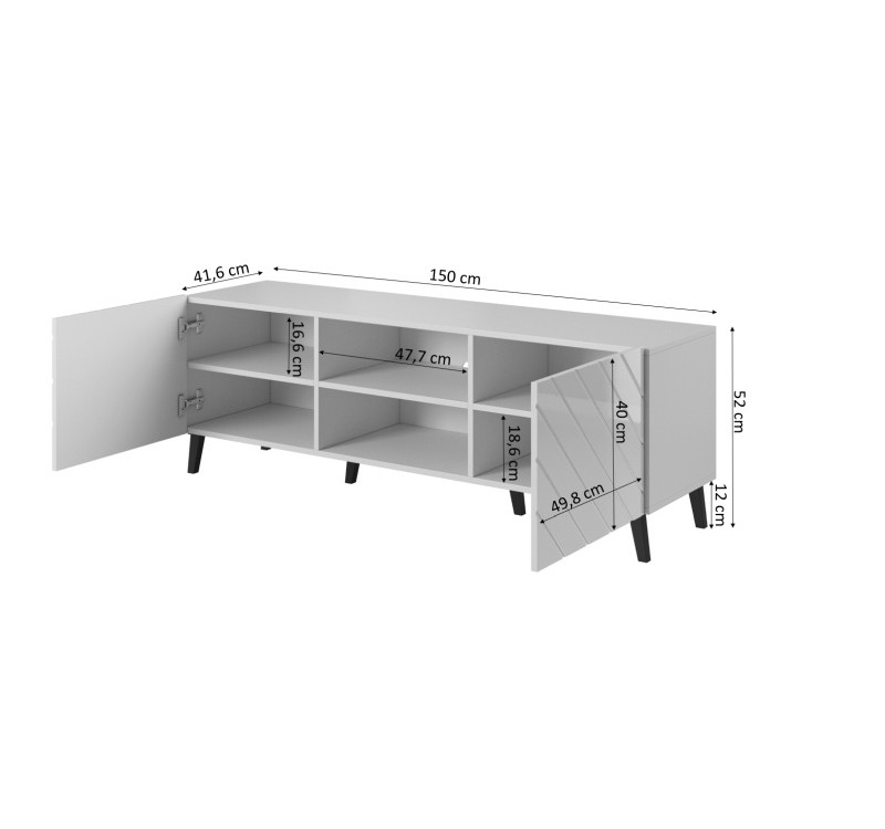 TV stand 150 ABETO mat grey/ gloss grey DIOMMI CAMA-ABETO-RTV-150-GRA/GRA