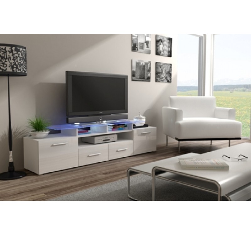 front TV stand EVORA RTV white DIOMMI CAMA-EVORA-RTV-FRONT-BIAŁY POŁYSK
