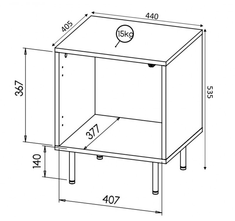 HOLE bed cabinet white mat/ white mat DIOMMI CAMA-HOLE-SZAFKI-NOCNE-BI/BI