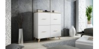 Chest of drawers LOTTA 110 (4D) dimond white/lsonoma oak DIOMMI CAMA-LOTTA-KOMODA-110-4D-BI/DSO