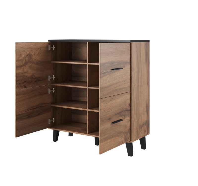 Chest of drawers LOTTA 110 (4D) woatan oak/black DIOMMI CAMA-LOTTA-KOMODA-110-4D-DWO/CZ